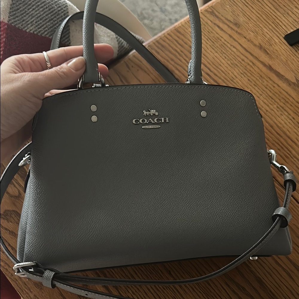 Coach Gray Leather Satchel with Detachable Strap